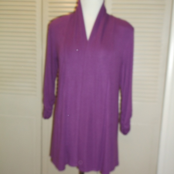 MOD Open Front Magenta long Cardigan Sweater - Picture 2 of 6